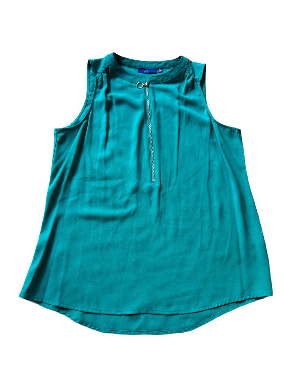 Apt. 9 Teal Zip-Front Sleeveless Tank